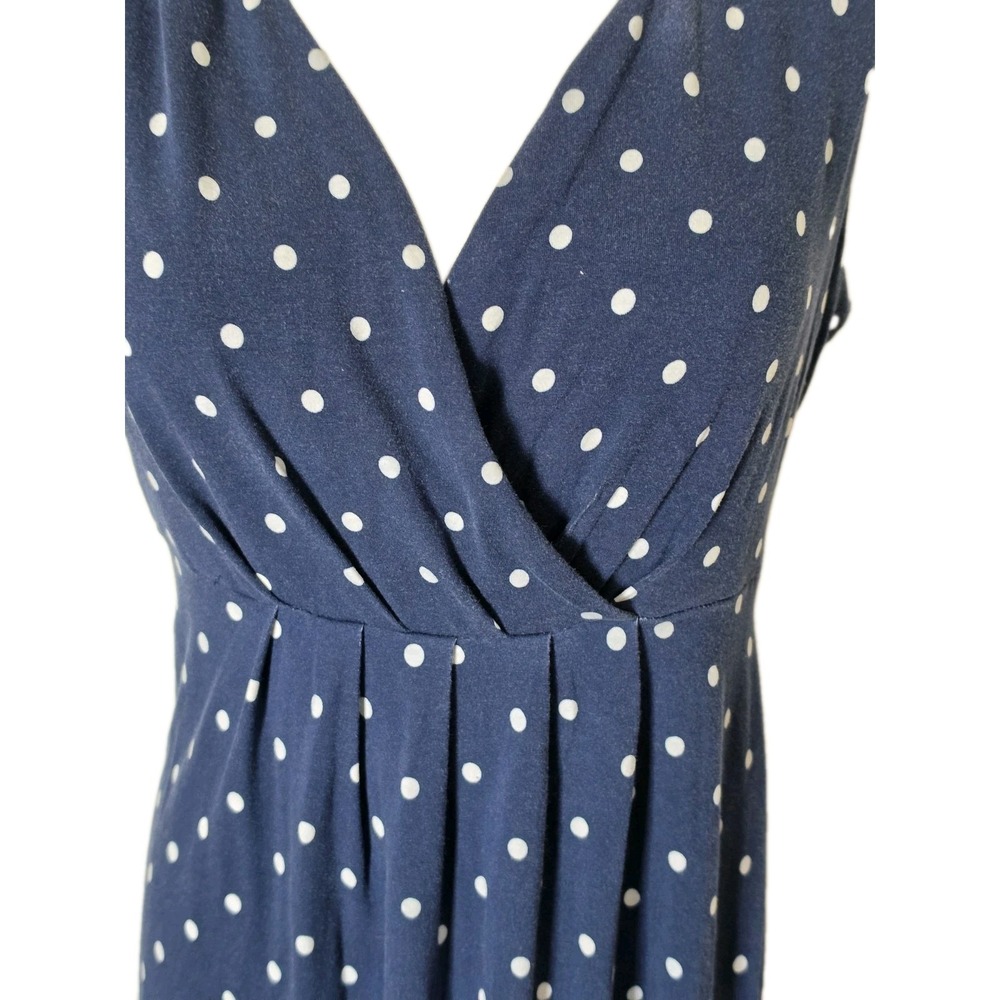 St Johns Bay Cotton Knee Length Dress Blue Polka Dot Cottagecore Summer Size M - Picture 3 of 4